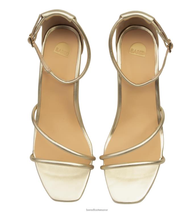 Bared Footwear mujer rápido tacones altos de cuero dorado suave 4Z004217