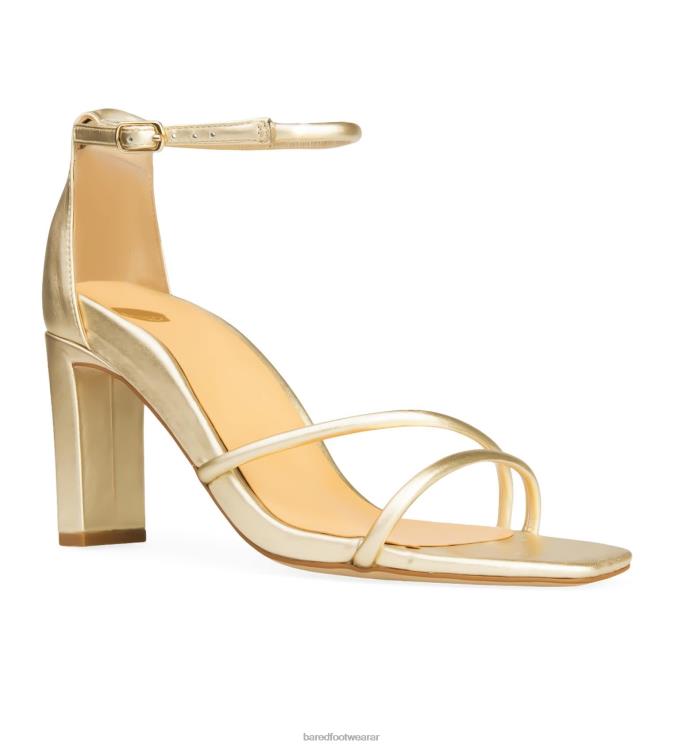 Bared Footwear mujer rápido tacones altos de cuero dorado suave 4Z004217