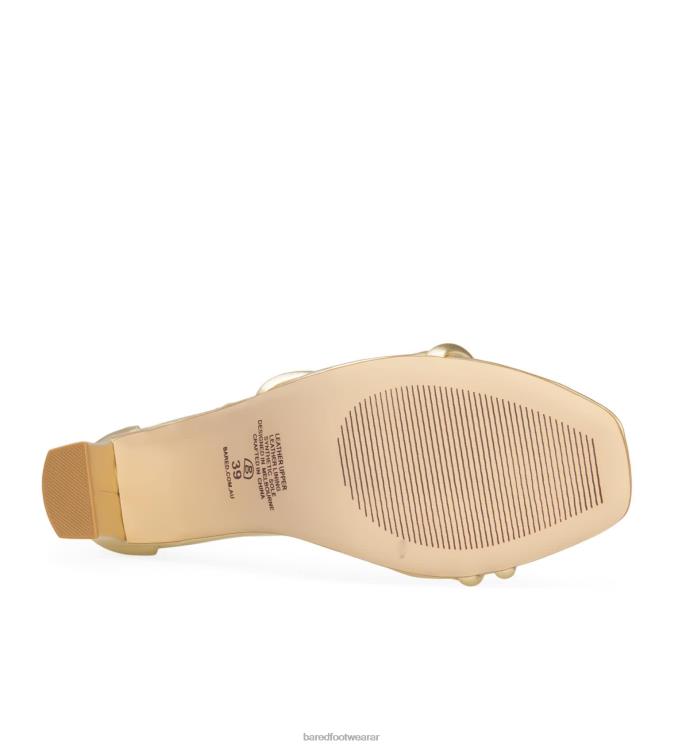 Bared Footwear mujer rápido tacones altos de cuero dorado suave 4Z004217