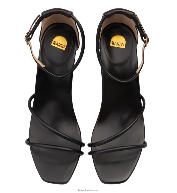 Bared Footwear mujer rápido tacones altos de cuero negro 4Z004215