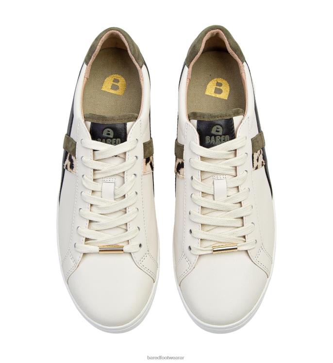 Bared Footwear mujer seriema zapatillas de piel color crudo y caqui 4Z004304