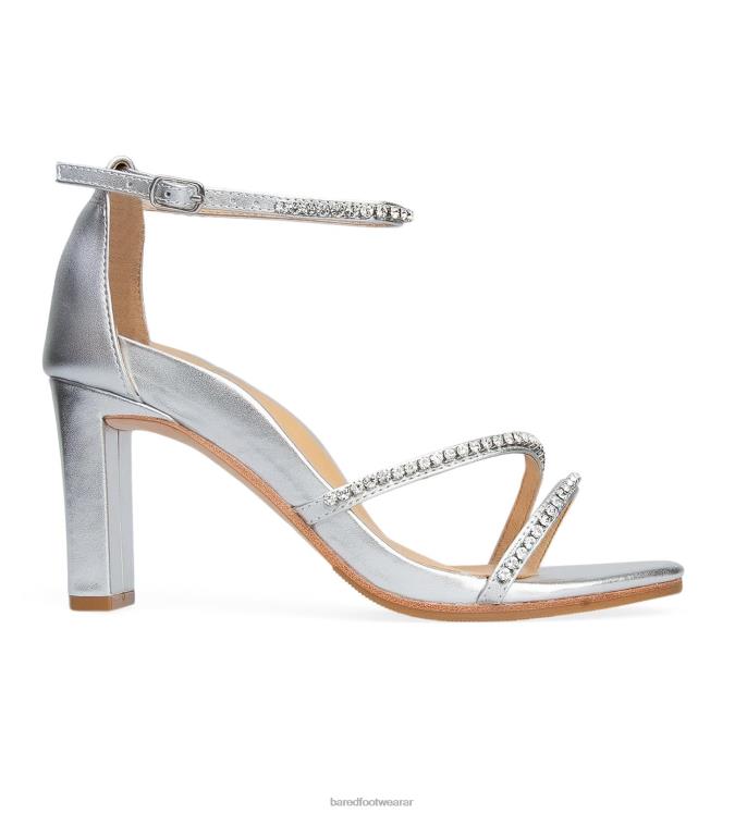 Bared Footwear mujer sungem cuero plateado con diamantes tacones altos 4Z004263
