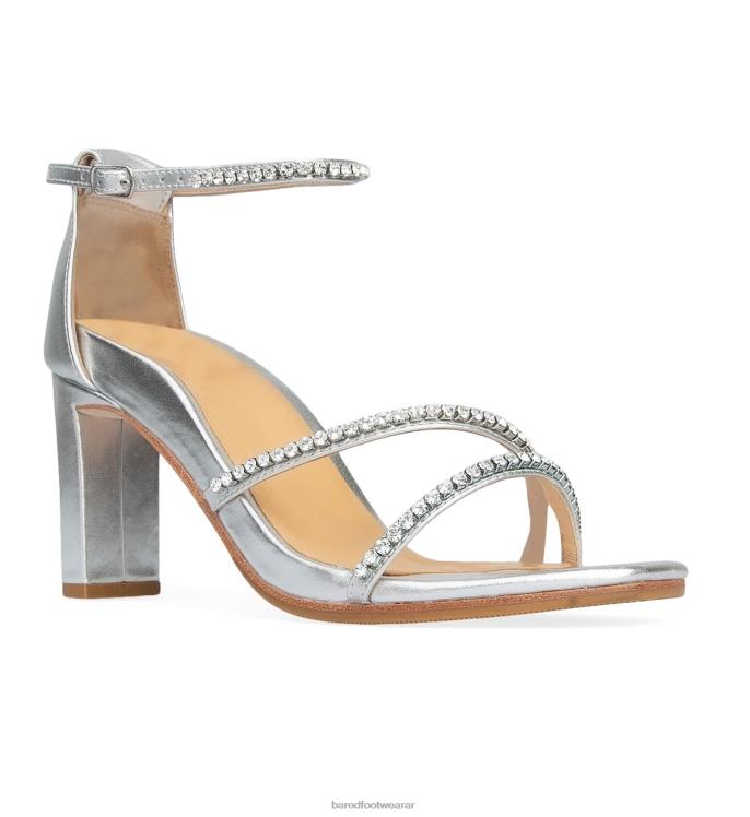 Bared Footwear mujer sungem cuero plateado con diamantes tacones altos 4Z004263