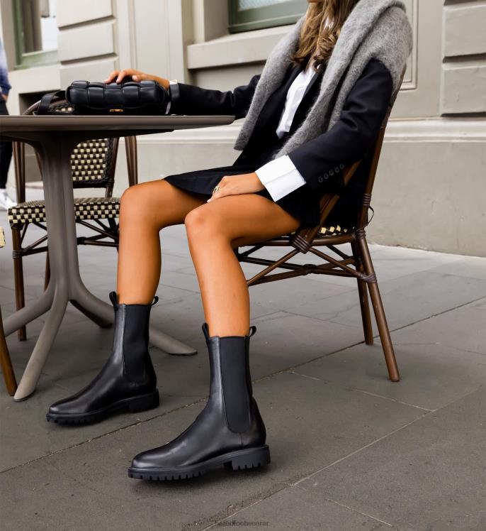 Bared Footwear mujer tapaculo botas planas de cuero negro 4Z004194