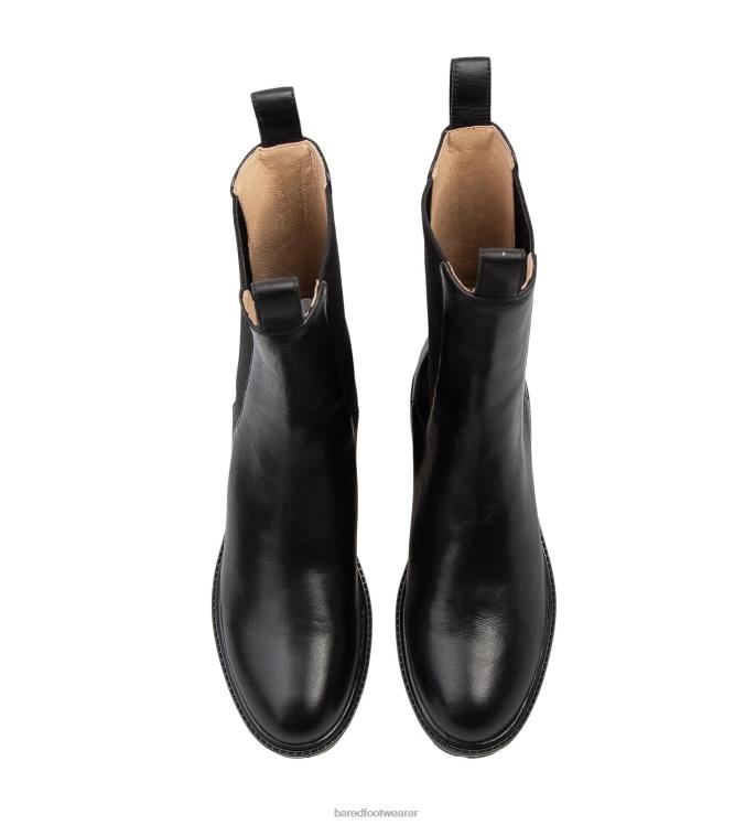 Bared Footwear mujer tapaculo botas planas de cuero negro 4Z004194