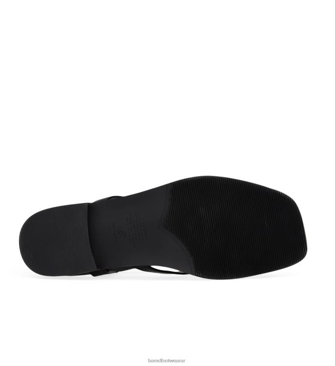 Bared Footwear mujer tarro blanco sandalias planas de cuero negro 4Z004170