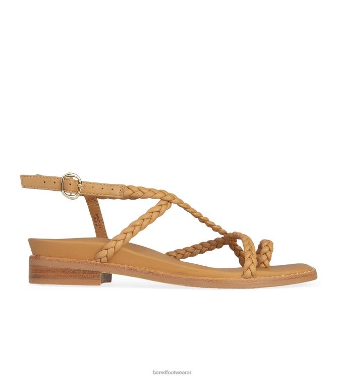 Bared Footwear mujer tarro blanco sandalias planas de piel trenzada tostado 4Z004169