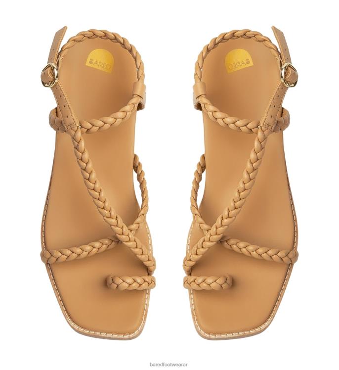 Bared Footwear mujer tarro blanco sandalias planas de piel trenzada tostado 4Z004169