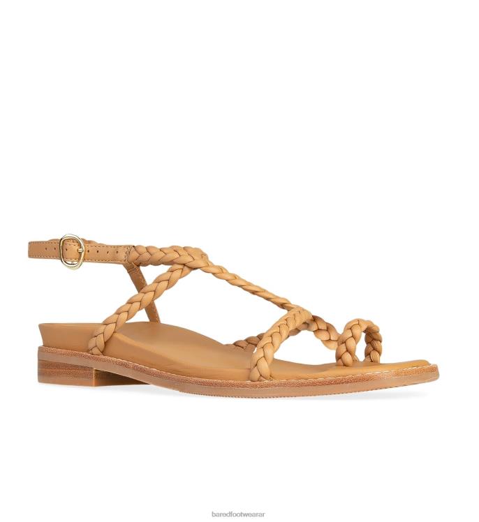 Bared Footwear mujer tarro blanco sandalias planas de piel trenzada tostado 4Z004169