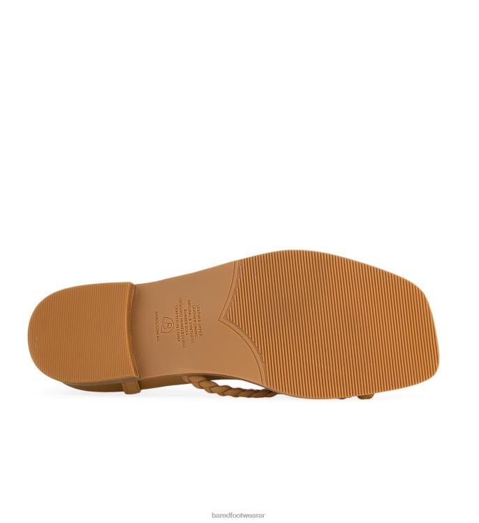 Bared Footwear mujer tarro blanco sandalias planas de piel trenzada tostado 4Z004169