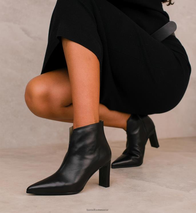 Bared Footwear mujer trillador botas de tacón de cuero negro 4Z004206