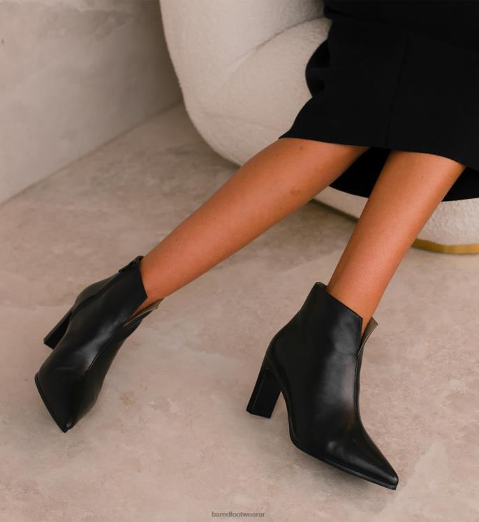 Bared Footwear mujer trillador botas de tacón de cuero negro 4Z004206
