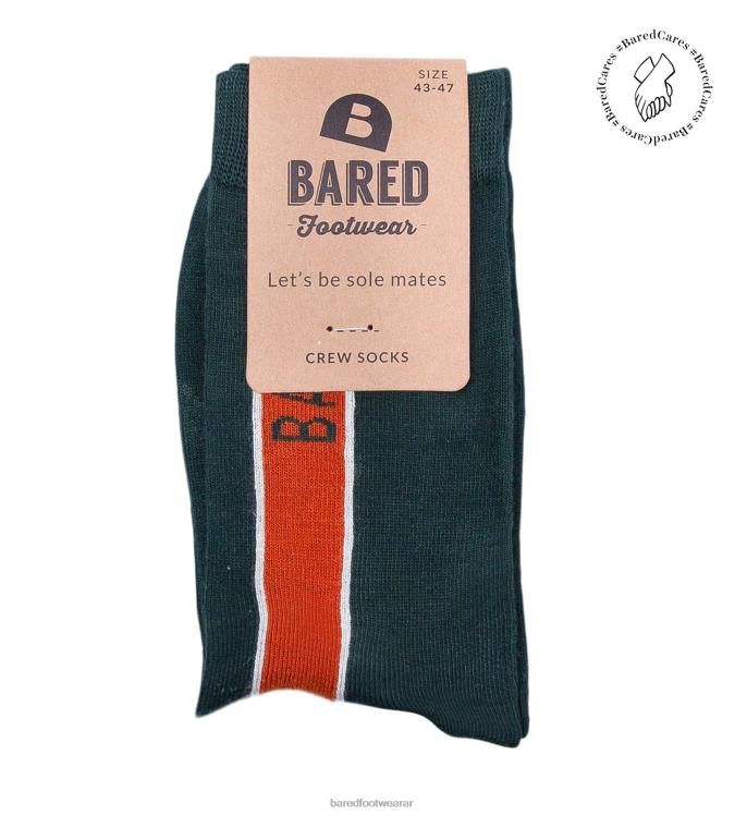 Bared Footwear unisexo calcetines de la tripulación verde oscuro y óxido 4Z004347