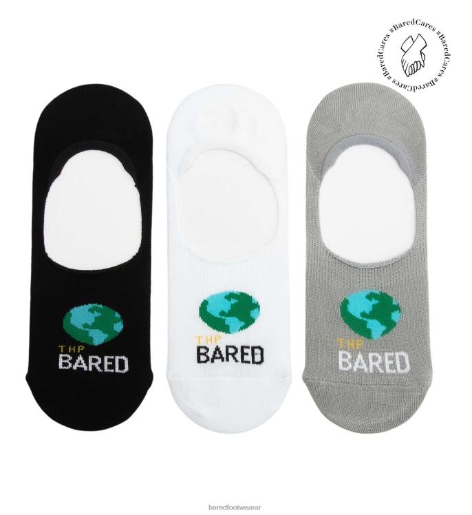Bared Footwear unisexo calcetines invisibles 3 - pack thp blanco y negro 4Z004332