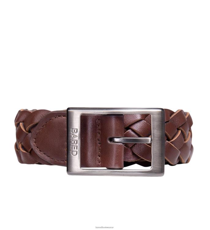 Bared Footwear unisexo cinturón desnudo cinturones de cuero tejido chocolate 4Z004357