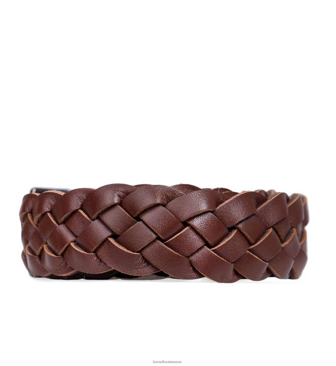 Bared Footwear unisexo cinturón desnudo cinturones de cuero tejido chocolate 4Z004357