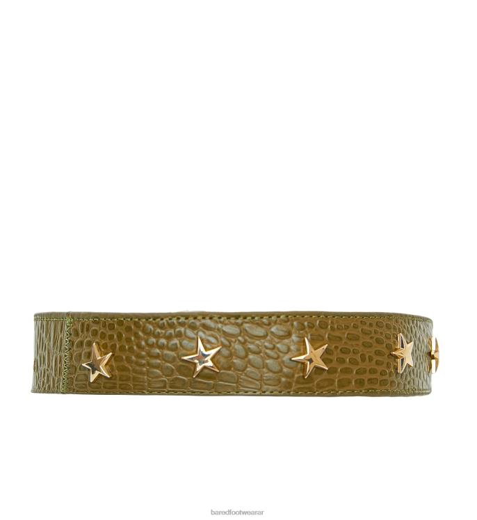 Bared Footwear unisexo collar de perro y plomo cuero repujado de cocodrilo verde 4Z004326