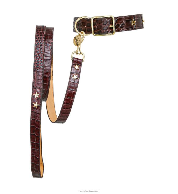 Bared Footwear unisexo collar de perro y plomo piel de cocodrilo burdeos 4Z004324