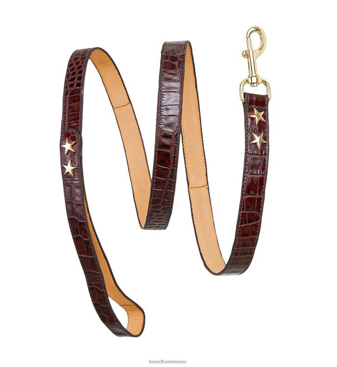 Bared Footwear unisexo collar de perro y plomo piel de cocodrilo burdeos 4Z004324