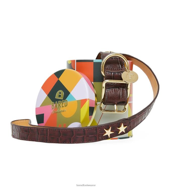Bared Footwear unisexo collar de perro y plomo piel de cocodrilo burdeos 4Z004324
