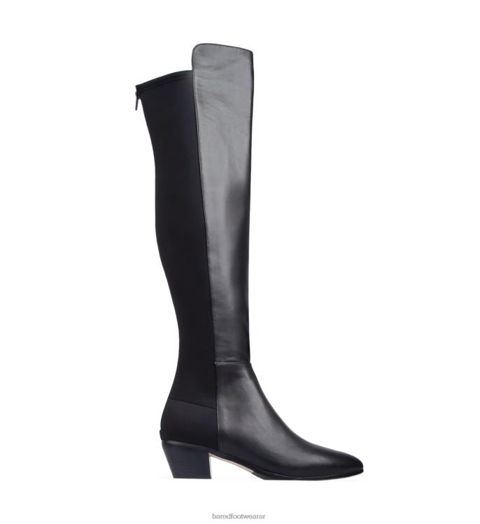 Bared Footwear mujer avestruz botas planas de cuero negro 4Z004162