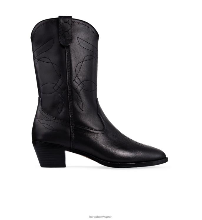 Bared Footwear mujer pájaro campanero botas planas de cuero negro 4Z004149