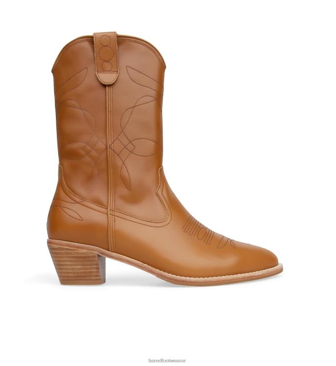Bared Footwear mujer pájaro campanero botas planas de cuero tostado oscuro 4Z004150
