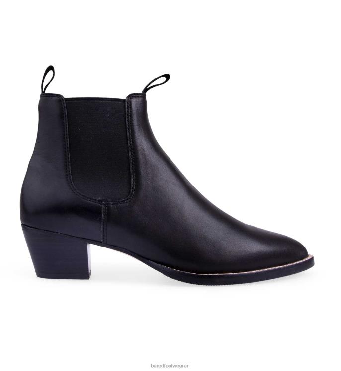 Bared Footwear mujer pájaro carpintero botas planas de cuero negro 4Z004158