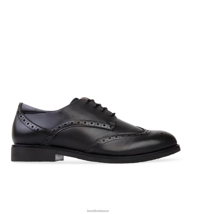 Bared Footwear mujer corcel negro con suela negra zapatos planos con cordones 4Z004225